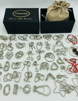 New Set of 30/41/46PCS Metal Puzzle Mind Brain Teaser Magic Wire Rings Puzzles Game Toys for Children Adults