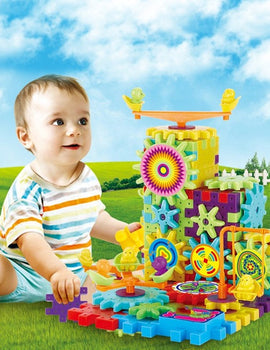 HOT Sale 81Pcs/set Electric Gears 3D Puzzle Building Kits Plastic Bricks Educational Toys For Kids Children Gift