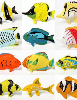 Simulation Tropical Fish Action Figure Play Set,Sea Marine Creatures, Plastic Sea Animal Mini Early Education Toy Fish 12 pcs