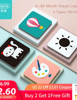 Beiens Baby Montessori Toys Pocket Flashcards for 0-36 Months Newborn Learning card Toys Children Early Educational Cognize Card