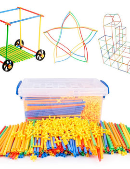 4D DIY Straw Building Blocks Plastic Stitching Inserted Construction Assembled Blocks Bricks Educational Toys for Children Gift