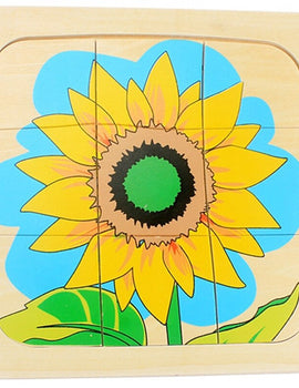 Children'S Multi-Layer Puzzle Wooden Toy Sunflower Puzzle Life Cycle Toys Kindergarten Teaching Aids