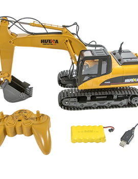 RCtown HuiNa Toys 1550 15Channel 2.4G 1/14 RC Car 680 Degree Rotation Metal Excavator Cool Sound/Light Effect Truck