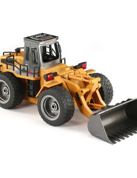 HUINA 1520 RC Metal Bulldozer Truck Toy 6CH 1/18 2.4GHz RTR Front Loader Engineering Remote Control Construction Tractork Trucks