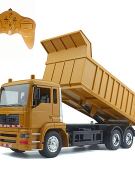 RC cars dump truck Toys for children boys Xmas birthday gifts yellow color RC Engineering truck model Beach toys transporter