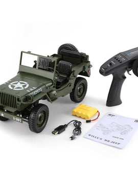 C606 1:10 RC Car 2.4G 4WD Convertible Remote Control Light Jeep Four-Wheel Drive Off-Road Military Climbing Car Toy Kid Gift