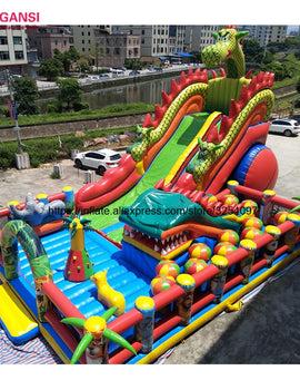 17*11*8m large dragon mascot inflatable fun city factory price bouncer castle customized printed jumping castle inflatable