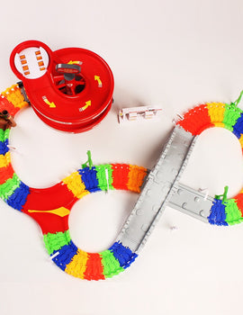 Flex Tracks Fire Car with Bridge And Lane Change And GAS Station Track Toys Kit 2018 Popular DIY Assembly Set for Kids Education