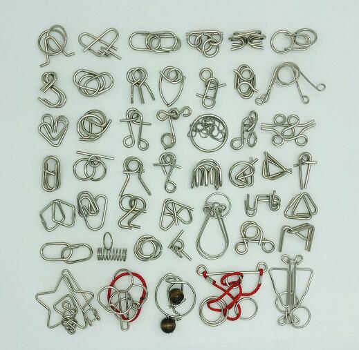 New Set of 30/41/46PCS Metal Puzzle Mind Brain Teaser Magic Wire Rings Puzzles Game Toys for Children Adults