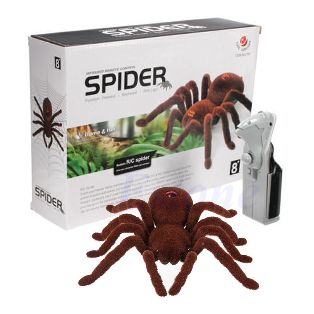 Kid Gift Remote Control Scary Creepy Soft Plush Spider Infrared RC Tarantula Toy 95AE