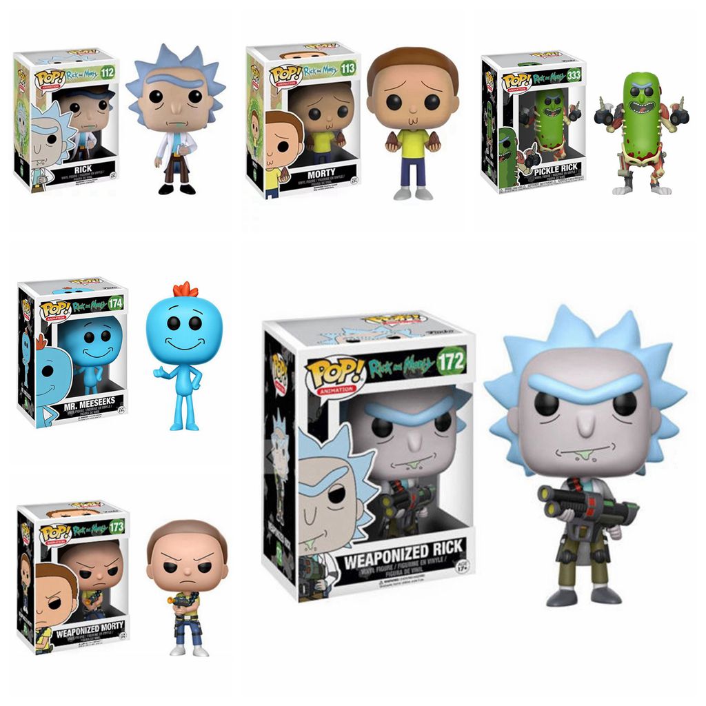 Pop Rick and Morty 10cm PVC Action Figure Weaponized Rick and Morty Pickle Rick with Laser MR. Meeseeks Collectible Model Toys