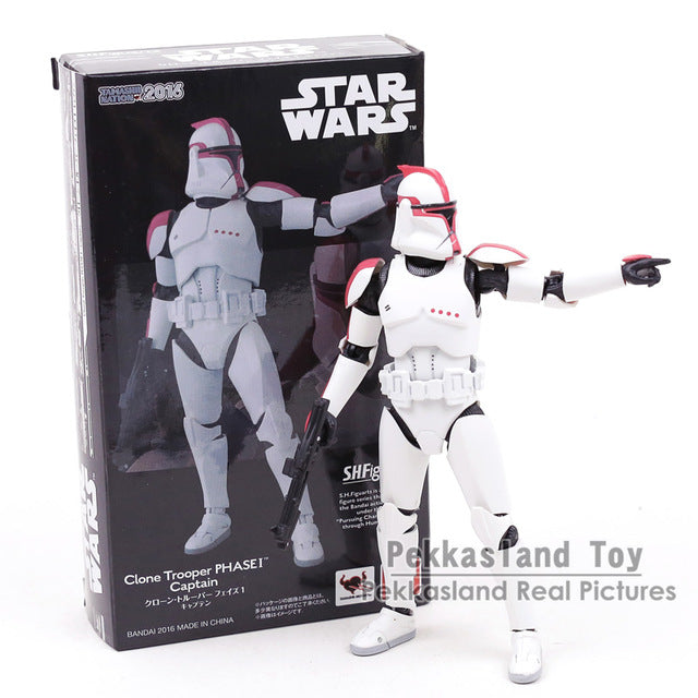 SHF  Clone Trooper PHASE II / PHASE I Captain PVC Action Figure Collectible Model Toy