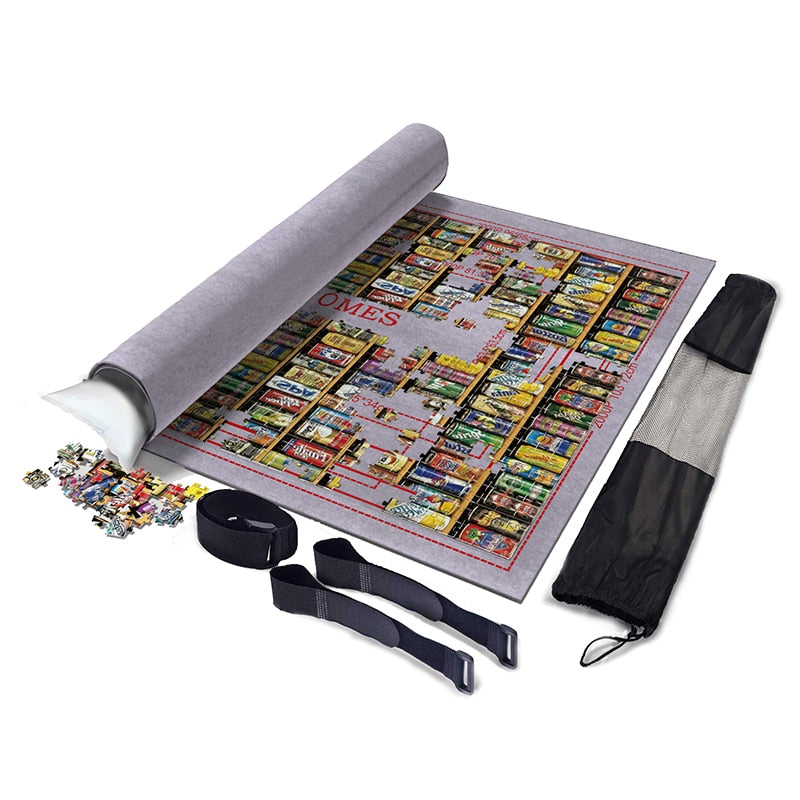 3mm Thicken Puzzles Mat Jigsaw Roll Mat Playmat Large 2000 3000 6000pcs Puzzle Accessories Storage Portable Travel Games w/ bag