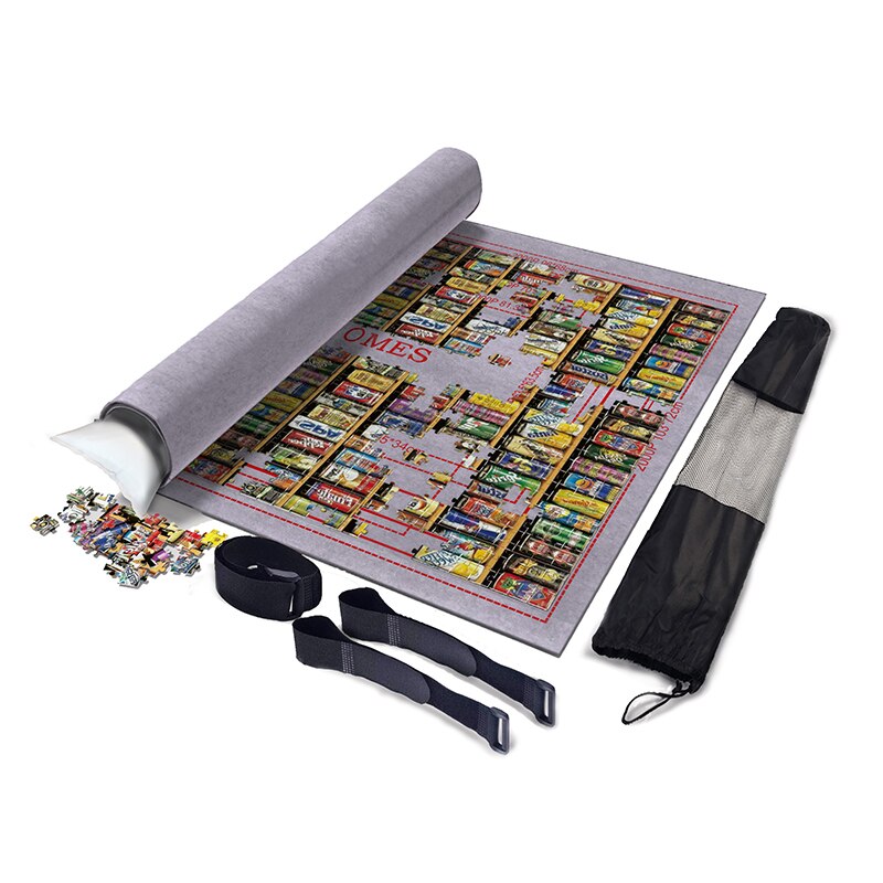 3mm Thicken Puzzles Mat Jigsaw Roll Mat Playmat Large 2000 3000 6000pcs Puzzle Accessories Storage Portable Travel Games w/ bag