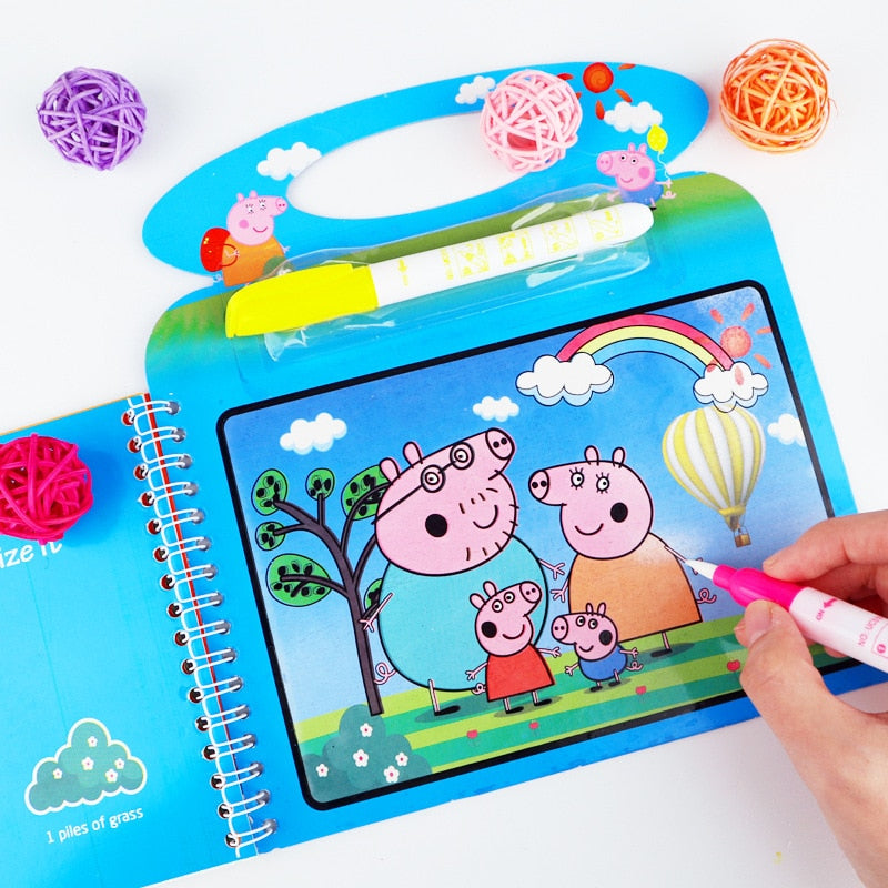 peppa pig Magical  Children's Water Paintings Water Paintings Repeated Use Creative Handmade Children DIY  Painting toy gift