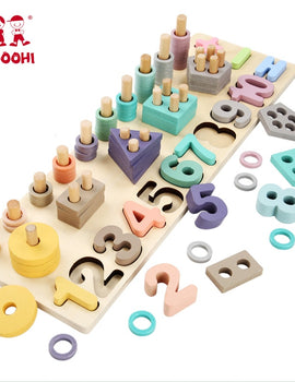 Wooden Montessori Toys Preschool Baby Learning Count Geometric Shape Cognition Match Baby Early Education Teaching Math Toy