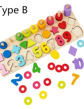 Wooden Montessori Toys Preschool Baby Learning Count Geometric Shape Cognition Match Baby Early Education Teaching Math Toy