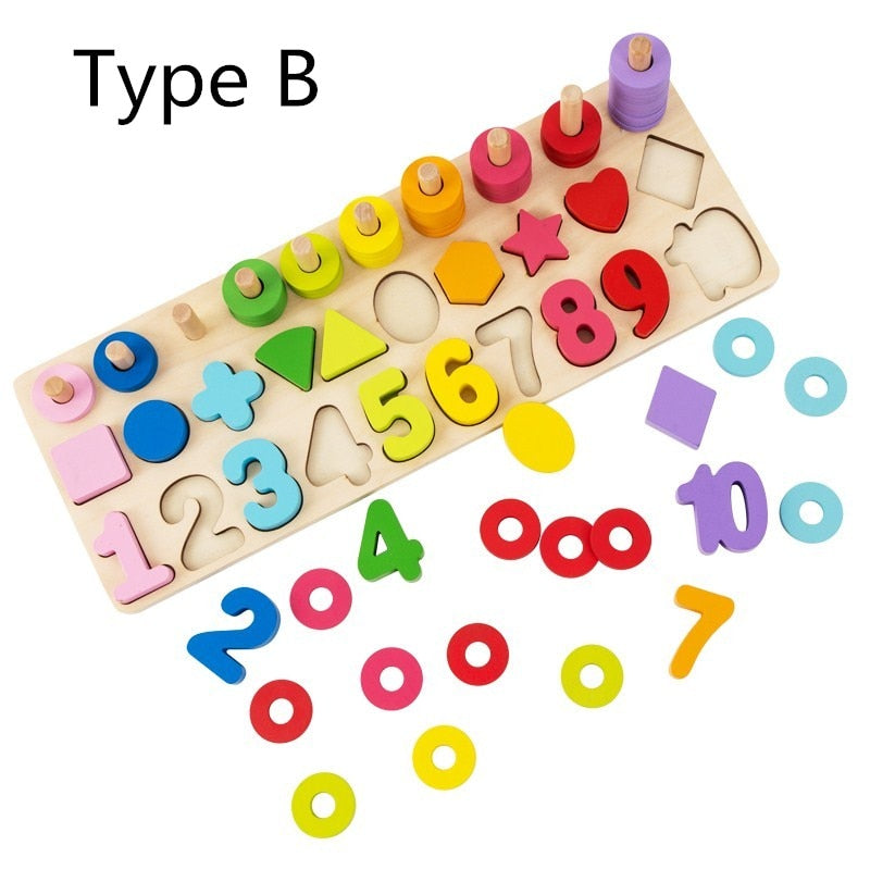 Wooden Montessori Toys Preschool Baby Learning Count Geometric Shape Cognition Match Baby Early Education Teaching Math Toy
