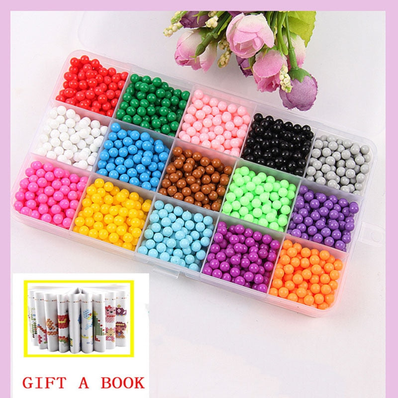 6000pcs 24 colors Refill Beads puzzle Crystal DIY water spray beads set ball games 3D handmade magic toys for children