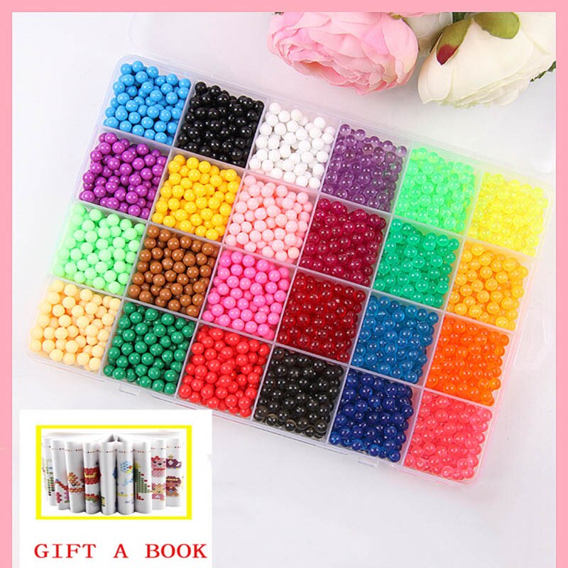 6000pcs 24 colors Refill Beads puzzle Crystal DIY water spray beads set ball games 3D handmade magic toys for children