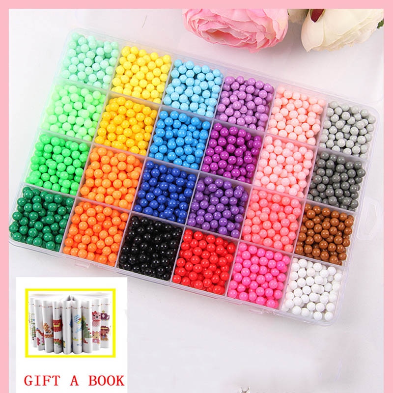 6000pcs 24 colors Refill Beads puzzle Crystal DIY water spray beads set ball games 3D handmade magic toys for children