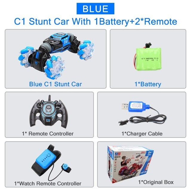 4wd rc dublê carro relógio de controle gesto indução deformável elétrico rc deriva carro transformador carro brinquedos para crianças com luz led