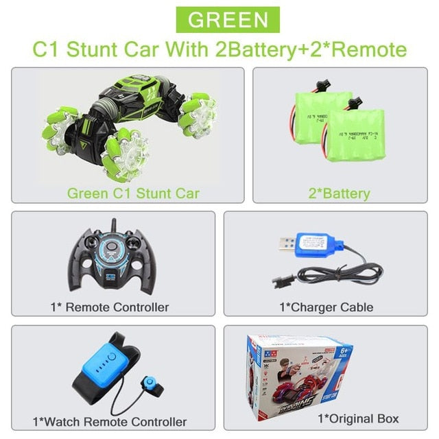4wd rc dublê carro relógio de controle gesto indução deformável elétrico rc deriva carro transformador carro brinquedos para crianças com luz led
