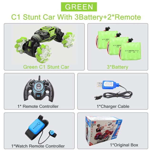 4wd rc dublê carro relógio de controle gesto indução deformável elétrico rc deriva carro transformador carro brinquedos para crianças com luz led