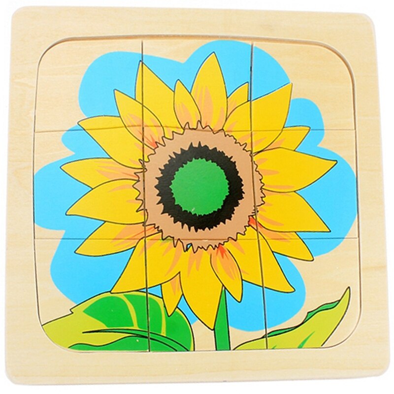 Children'S Multi-Layer Puzzle Wooden Toy Sunflower Puzzle Life Cycle Toys Kindergarten Teaching Aids