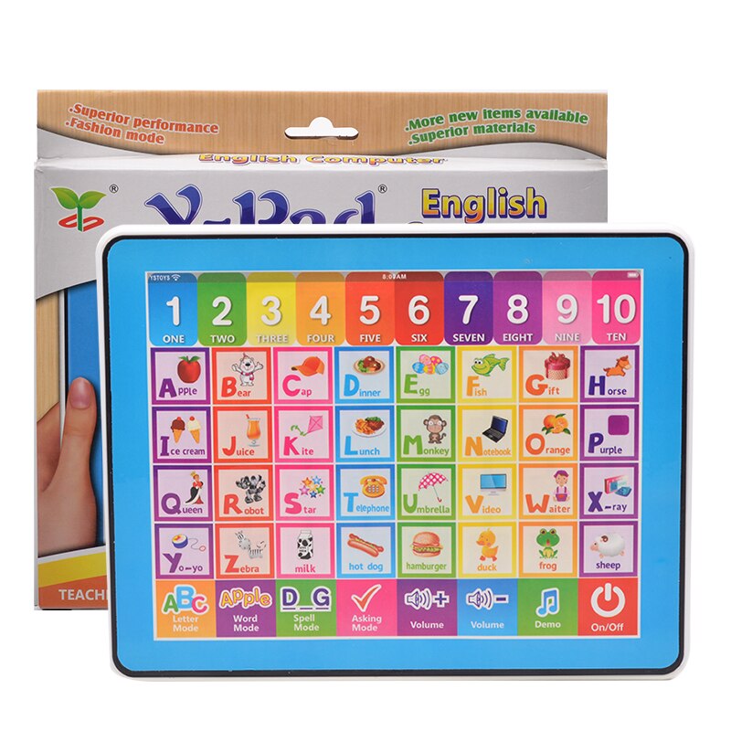English ABC Computer Educational Toys for Children,Ypad Learning Machine Kids Tablet Gift with 10 Number and 26 Alphabet Learn