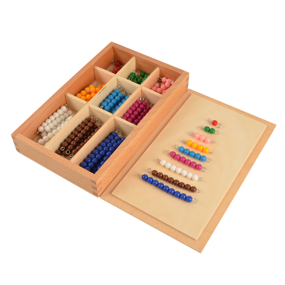 Montessori 9 Colors Beads Bar Box,Children's Mathematics Learning Aids 9 Colors x 9 Bars
