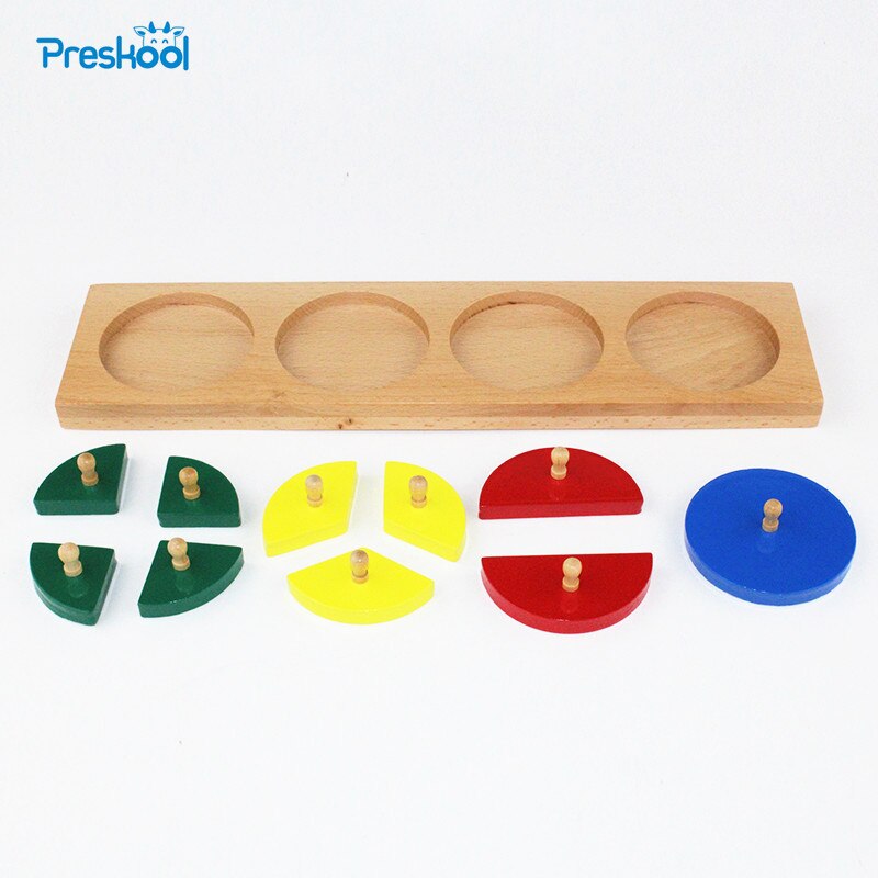 Montessori Kids Toy Baby Wood Cut-Out Fraction Circles 1-4 Learning Educational Preschool Training Brinquedos Juguets