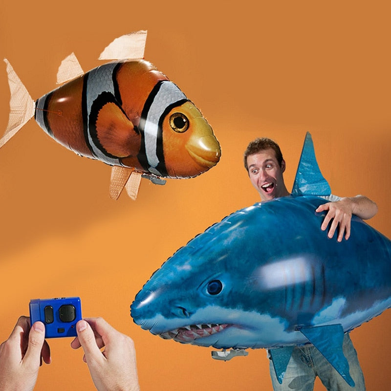 Remote Control Shark Toys Air Swimming Fish Infrared RC Air Balloons inflatable RC flying Air Plane Kids Toys