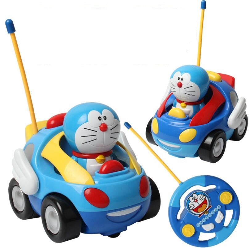 Baby boys girl Doraemon Remote Control Electric toys car kids RC Car High speed Cute cat Cartoon musical light child Car toy