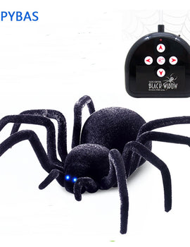Electronic pet Remote Control Simulation tarantula Eyes Shine smart black Spider 4Ch Halloween RC Tricky Prank Scary Toy gift
