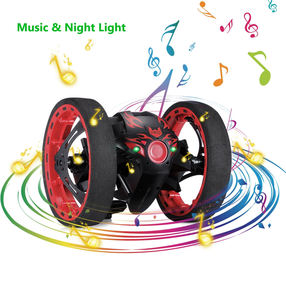 High Speed RC Car Bounce Jumping Car Cars Remote Control Toys Flexible Wheels Rotation Music LED Light Stunt Car Kids Gifts Toy