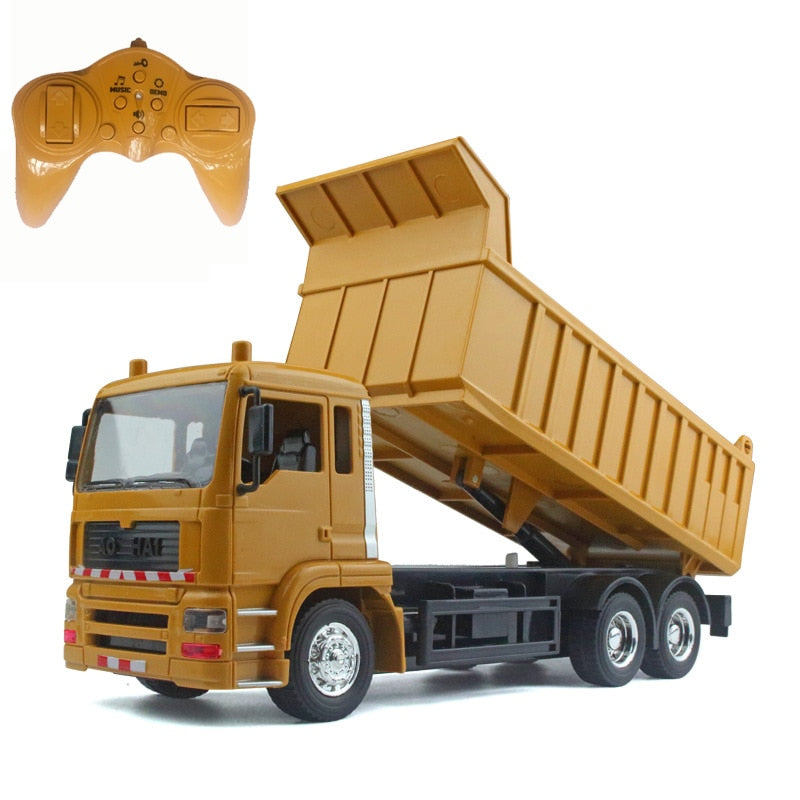 RC cars  dump truck Toys for children boys Xmas birthday gifts yellow color RC Engineering truck model  Beach toys  transporter