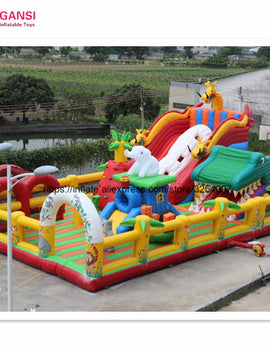 Outdoor playground game inflatable obstacle course 20*15 meters giant inflatable fun city for children