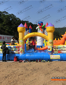 Outdoor Commercial Grade Inflatable Fun City, Giant Inflatable Playground