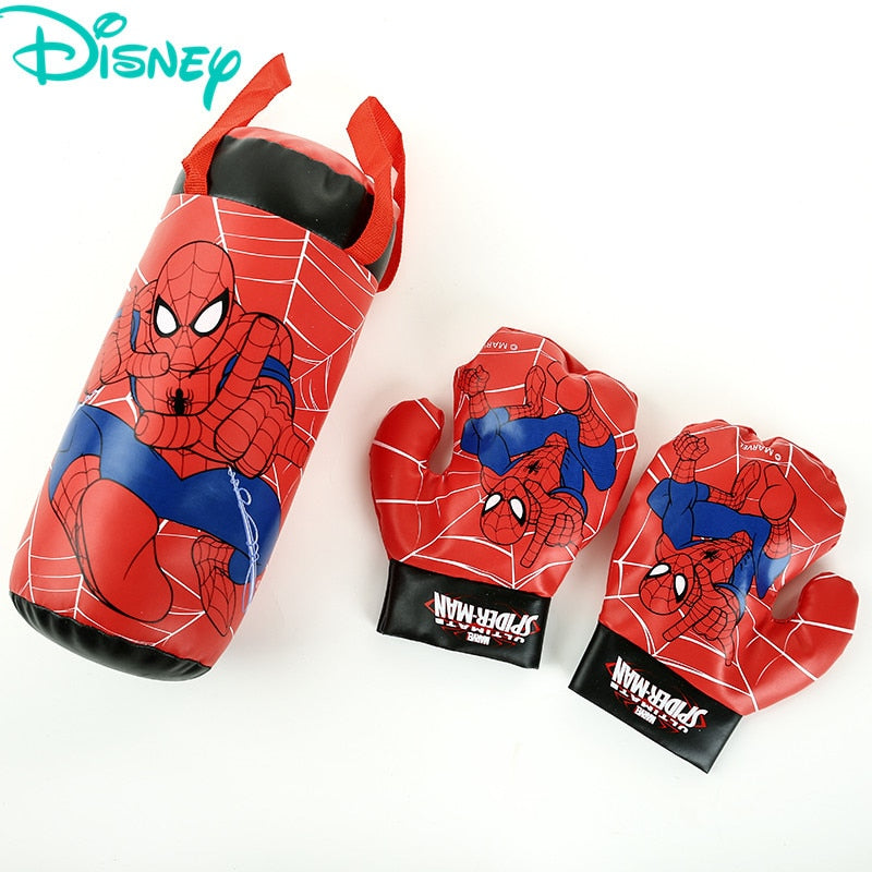 Disney Marvel Spiderman Cotton Gloves Sandbag Set Outdoor Fun Sports Kids Boxing Boys Toys For Chidren Beginner Birthday Gift