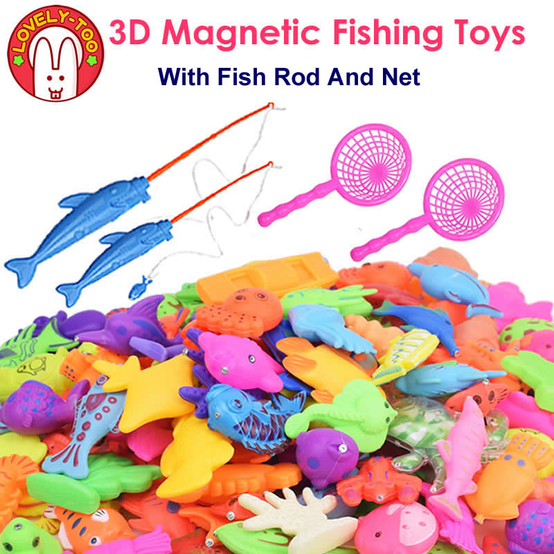 Magnetic Fishing Toys For Kids Miraculous Fish Toddler Games With Rod Net Tricks Fun Outdoor Fishing Stuff Toy For Children