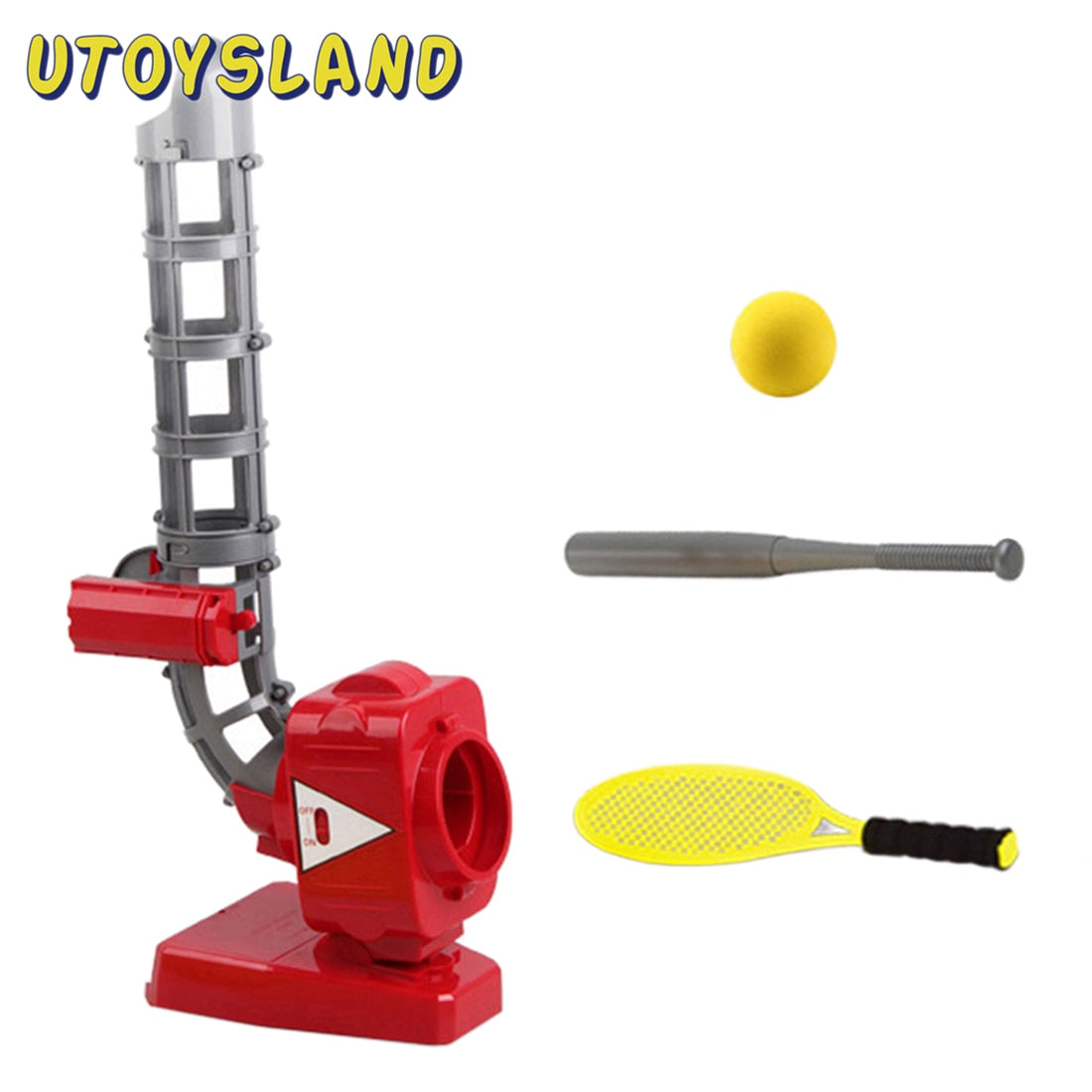 QC033-17 2-In-1 Children Baseball Automatic Pitching Machine Indoor Outdoor Toys Parent-Child Family Fun For Kids - Red Yellow