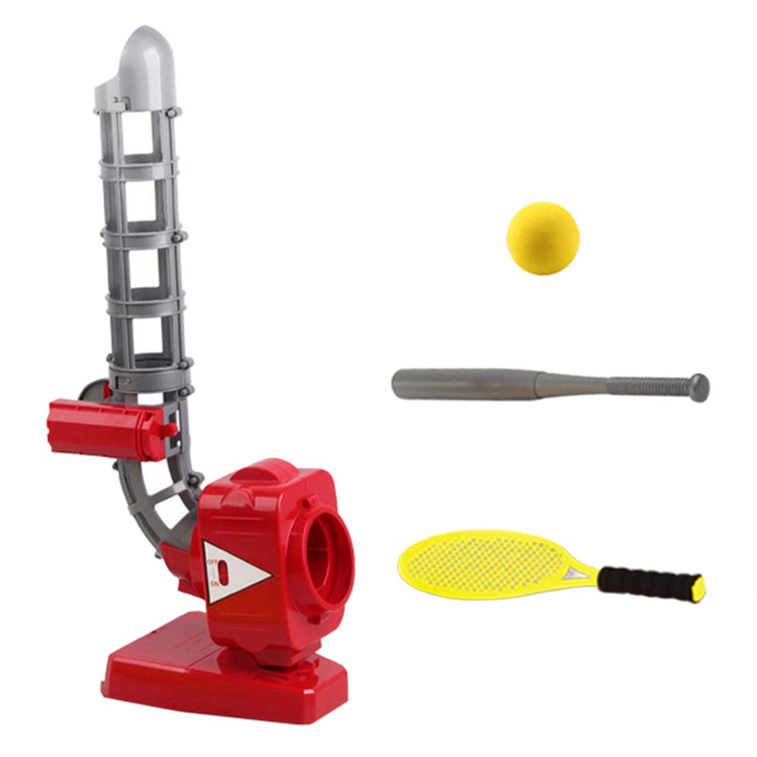 QC033-17 2-In-1 Children Baseball Automatic Pitching Machine Indoor Outdoor Toys Parent-Child Family Fun For Kids - Red Yellow