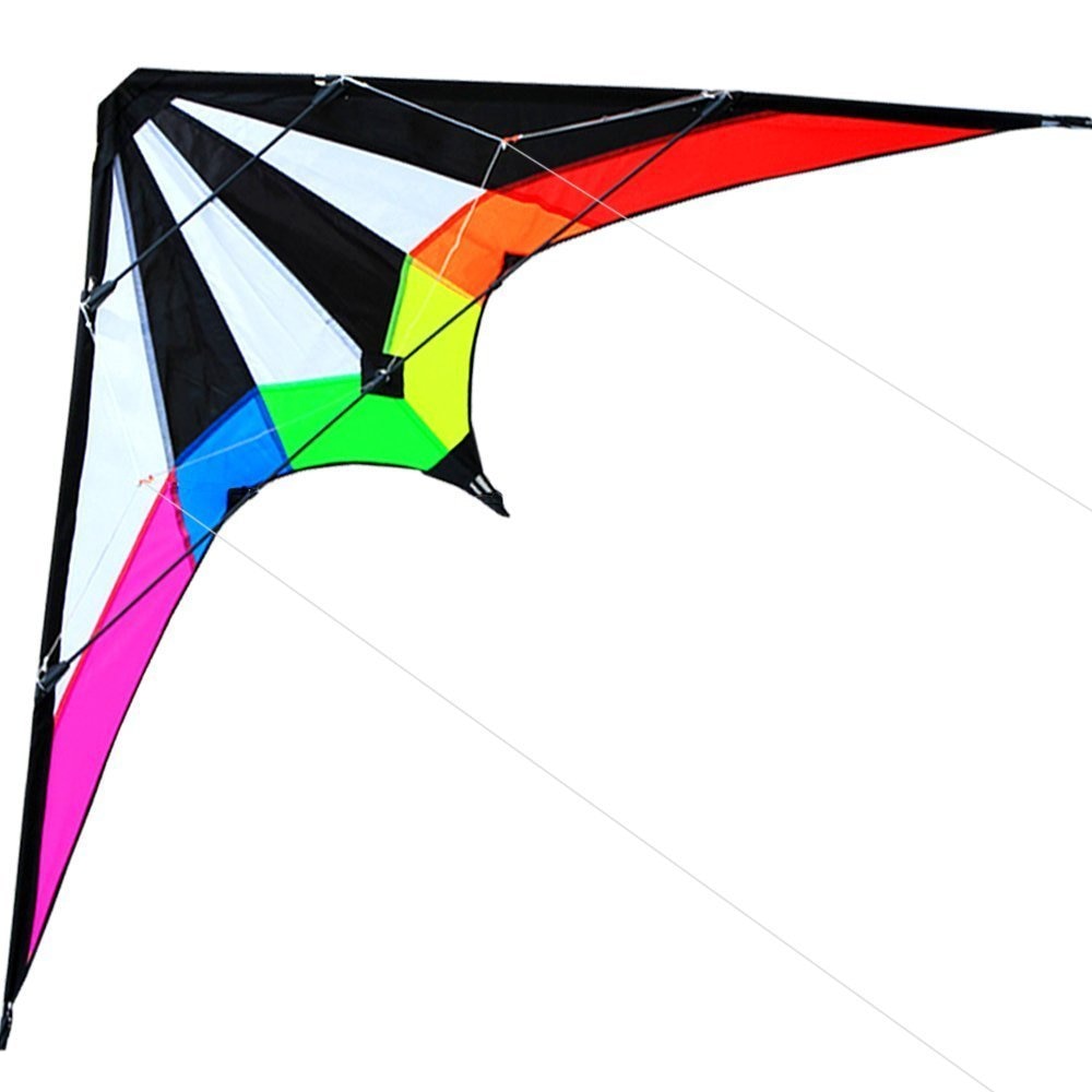 Outdoor Fun Sports NEW 48/ 71 Inch Dual Line Stunt  Kites  /  Rainbow Kite  With Handle And Line Good Flying