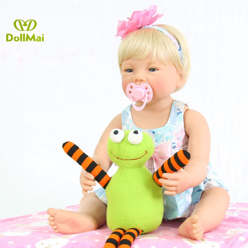 New popular 55cm Reborn Baby Doll Realistic Soft silicone Reborn Babies Girl 14 Inch Adorable Bebe Kids Brinquedos boneca Toy