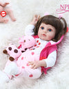 NPK 46CM popular full body soft silicone bebe doll reborn baby girl in the giraffe dress set Christmas Birthday Gift for kids