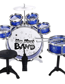 New Popular kid educational toy!Kids Drum Set Musical Instrument Toy 5 Drums with Small Cymbal Stool Drum Sticks for Boys Girls