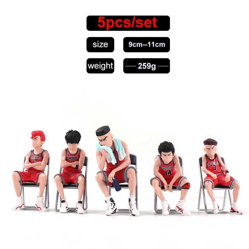 9-11cm 5Pcs/set SLAM DUNK  Hanamichi Sakuragi Rukawa Mitsui Hisashi  Akagi Miyagi Ryota PVC Action Figures Model Toys