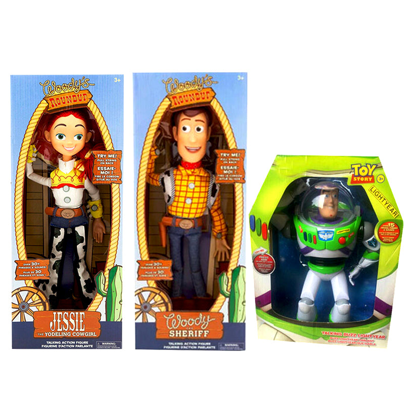 44cm Toy Story 4 Talking Woody Jessie BUZZ Lightyear PVC Action Toy Figures Model Speaking Sheriff Woody Collectible Doll Sound